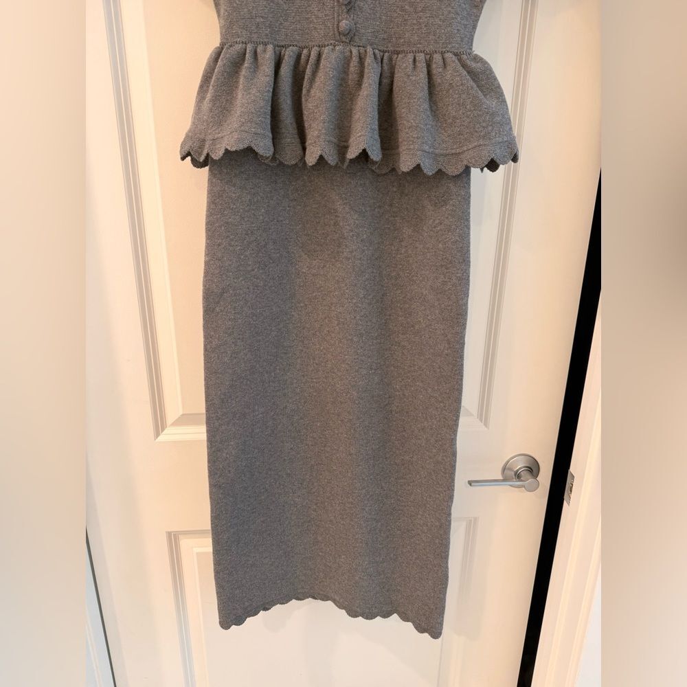 Self-Portrait Gray Peplum Midi Dress - Picture 9 of 14